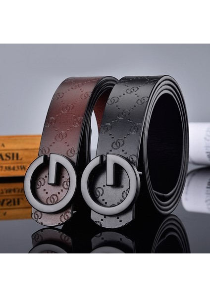 Aoluolan G Mektup Toka Yüksek Kaliteli Inek Derisi Erkek Kadın Kemerler Rahat Moda Pürüzsüz Tokalı Kemer Genişliği 3.4 cm (Yurt Dışından) indirimleri