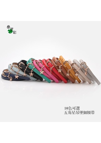 Çok Renkli Pentagram Dekoratif Ince Kemer Katı Çok Yönlü Öğrenci Yuvarlak Kafa Pin Toka Elastik Kot Bel Kemerleri Kadınlar Için (Yurt Dışından) fiyatları