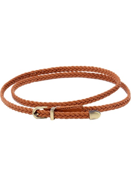 Yeni El Dokuma Kemer Kadın Pin Toka Retro Rahat Vahşi Ince Kemer Bel Halat Dekorasyon Deve Rengi (Yurt Dışından)