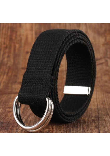 Moda Erkek/kadın Kemer D Şekilli Çift Toka Basit Katı Pamuk Kanvas Tüm Maç Unisex Kanvas Kemerler Bel Kemeri Lüks (Yurt Dışından) fiyatları