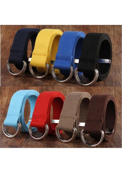 Moda Erkek/kadın Kemer D Şekilli Çift Toka Basit Katı Pamuk Kanvas Tüm Maç Unisex Kanvas Kemerler Bel Kemeri Lüks (Yurt Dışından) modelleri