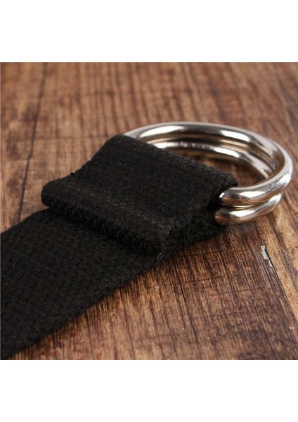 Moda Erkek/kadın Kemer D Şekilli Çift Toka Basit Katı Pamuk Kanvas Tüm Maç Unisex Kanvas Kemerler Bel Kemeri Lüks (Yurt Dışından) fırsatları