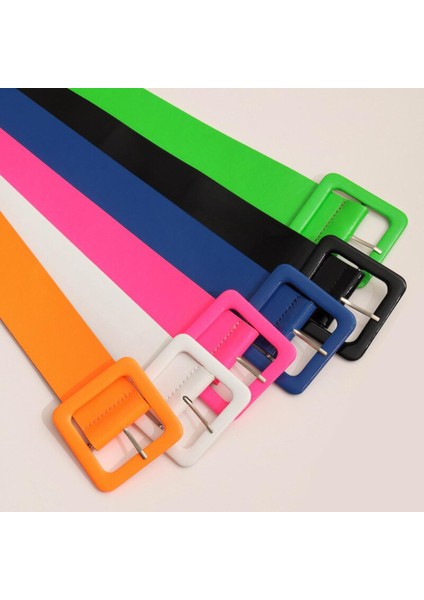 Moda Şeker Renk Parlak Pu Kemerler Kadınlar Için Pembe Mavi Yeşil Ince Pin Toka Çok Renkli Kadın Kemerler Tüm Maç Kemer (Yurt Dışından)