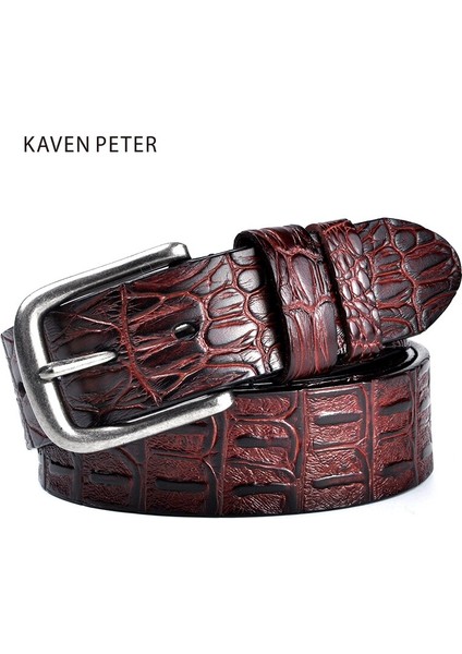 MEN39S Sığır Derisi Kemer Timsah Desen Lüks Tasarımcı Kemerler Erkekler Yüksek Kaliteli 100% Hakiki Deri Antik Gümüş Metal Toka (Yurt Dışından) indirimleri