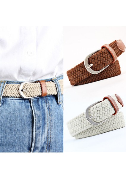 Moda Erkek Kadın Kemer Örme Alaşım Pin Toka Bel Kemeri Dokuma Streç Bel Bandı Rahat Kot Kemer Kanvas Örgülü Kemer (Yurt Dışından) fiyatları