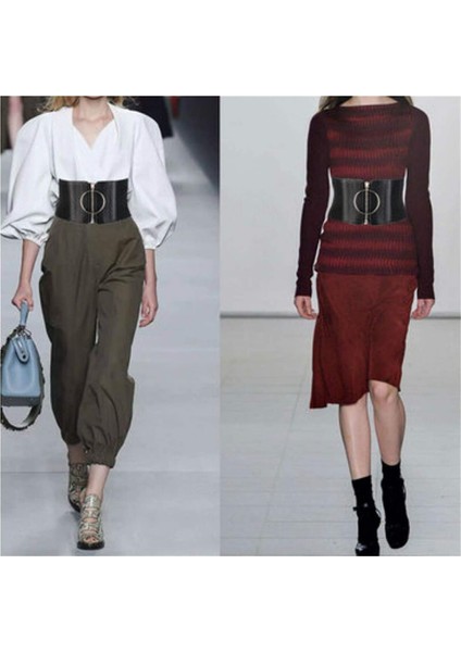 Kadınlar Için Ultra Geniş Kemer Elbiseler Bayanlar Elastik Kemerler Kadın Büyük Metal Daire Halka Siyah Bel Kayışı (Yurt Dışından) fiyatları