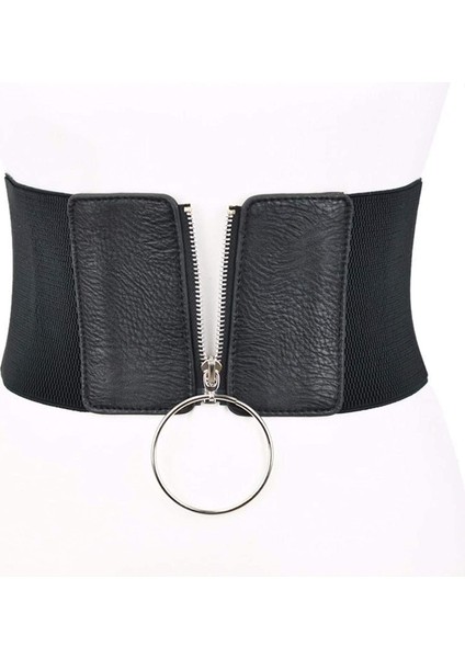 Kadınlar Için Ultra Geniş Kemer Elbiseler Bayanlar Elastik Kemerler Kadın Büyük Metal Daire Halka Siyah Bel Kayışı (Yurt Dışından) modelleri