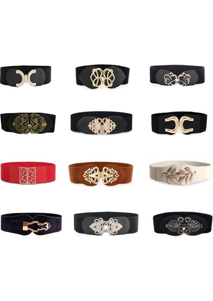Kadın Moda Elastik Kemerler Tasarımcı Lüks Marka Aşk Kalp Metal Toka Bel Elbise Ceket Kazak Dekoratif Kemer (Yurt Dışından)