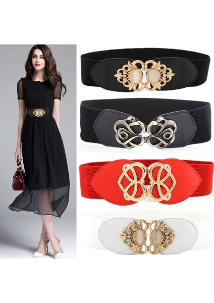Kadın Moda Elastik Kemerler Tasarımcı Lüks Marka Aşk Kalp Metal Toka Bel Elbise Ceket Kazak Dekoratif Kemer (Yurt Dışından)