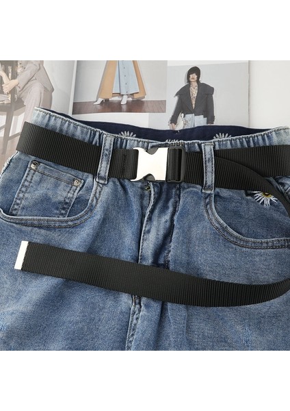 Plastik Toka Kanvas Uzun Kemer Kadınlar Için Siyah Kırmızı Beyaz Kadın Bel Kemeri Kayışı Kız Kot Pantolon Kemer Ceinture Femme (Yurt Dışından) fırsatları