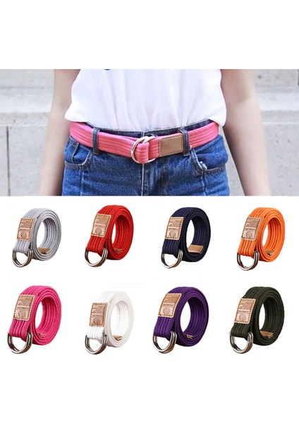 Loveshopping* Çift Halkalı Tokalı Kemer Naylon Kanvas Kemer Gençlere Yönelik Kanvas Kemer (Yurt Dışından)