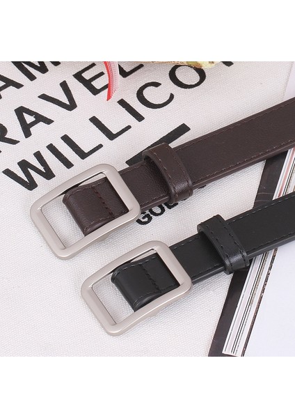 Moda Kadın Kemer Gözeneksiz Kare Toka Kot Siyah Kemer Şık Lüks Marka Bayanlar Vintage Kayış Kadın Kemer 2.3 cm Genişlik (Yurt Dışından) indirimleri