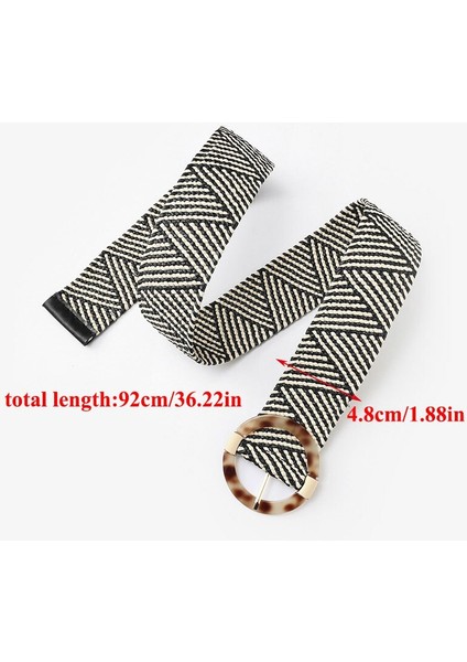 Kadınlar Rahat Kemer Plastik Toka Geniş Bel Kemeri Leopar Yuvarlak Toka Pp Saman Örgü Kemerler Boho Örgülü Bel Kemeri (Yurt Dışından) indirimleri