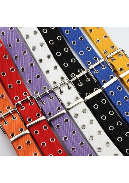 Kadın Çivili Grommet Delik 2 Pin Toka Kanvas Naylon Kemer Kemer (Yurt Dışından) fiyatları