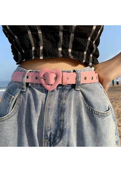 Kawaii Prenses Kot Yeni Sevgiliye Toka Ayarlanabilir Bayanlar Renkli Dekorasyon Sevimli Kalp Kemer Punk Kore Yaz Y2K Kemer (Yurt Dışından)