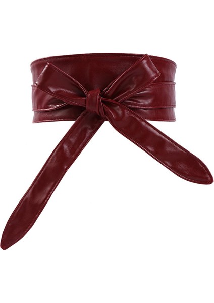 Moda Bayanlar Pu Deri Yumuşak Lüks Kuşak Bel Mühür Kadın Süper Uzun Tüm Maç Yay Düğüm Geniş Kemerler Giyim Aksesuarları (Yurt Dışından)