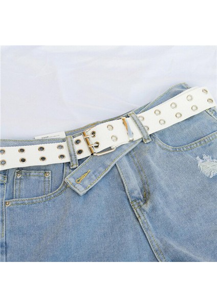 Kadın Kanvas Kemer Yeni Tasarım Harajuku Geniş Kemer Web Çift Grommet Delik Tokalı Kemer Kadın Erkek Bel Kemeri Kemerleri (Yurt Dışından)