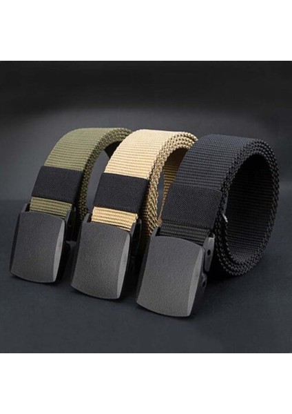 Naylon Kanvas Nefes Askeri Taktik Katı Rahat Erkek Bel Kemeri Plastik Toka ile Metal Esnek Kemer Erkekler Için (Yurt Dışından)