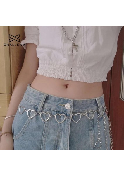 Kalp Zincir Kemer Kadınlar Için Bayan Moda Sevimli Trendy Gümüş Altın Saçaklar Yaz Plaj Bel Zinciri Kadın Metal Kemerler 137 (Yurt Dışından)
