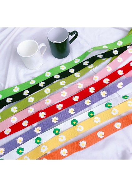 Moda Sevimli Papatya Desen Kanvas Bel Kemeri Kadın Kızlar Renkli Uzun Kemerler Çift D Halkalı Kot Giyim Aksesuarları (Yurt Dışından) indirimleri