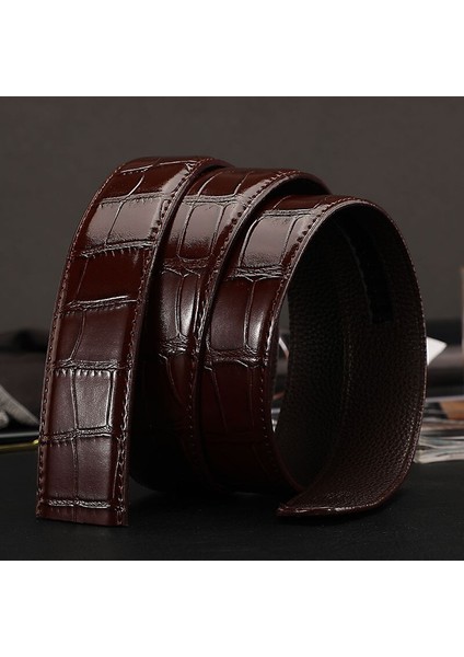 Plyesxale 3.5 cm Genişlik Timsah Desen Sığır Derisi Deri Kemer Erkekler Için Otomatik Kemer Tokası Olmadan Cırcır Kayışı Hiçbir Delik G1233 (Yurt Dışından)