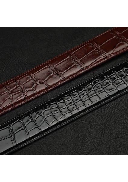 Plyesxale 3.5 cm Genişlik Timsah Desen Sığır Derisi Deri Kemer Erkekler Için Otomatik Kemer Tokası Olmadan Cırcır Kayışı Hiçbir Delik G1233 (Yurt Dışından)