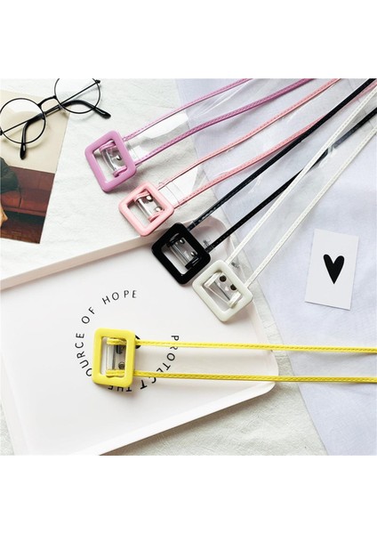 Moda Kemerler Kemer Kadın Şeffaf Pvc Kemer Beyaz Renk Yuvarlak Kare Şekilli Toka Moda Aksesuarları 105 cm (Yurt Dışından)