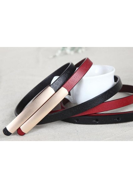 Kadın Aşındırıcı Altın Kemerler Toka Metal Dar Hakiki Deri Siyah Kemer Kadınlar Için Bel Ceinture Femme Lüks Marka Tasarımcısı (Yurt Dışından)