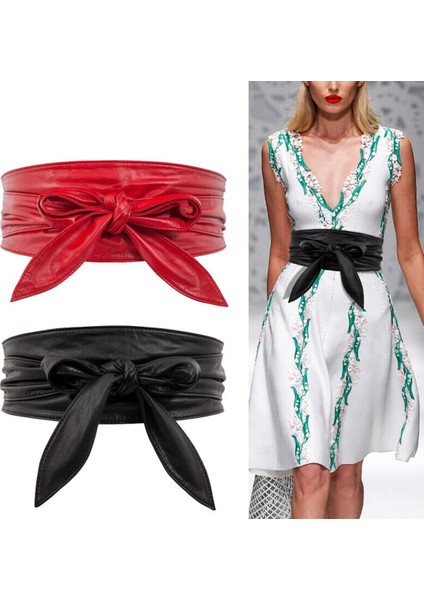 Kadın Bağcıklı Kemer Yeni Ilmek Kemerler Kadınlar Için Daha Uzun Geniş Bağlama Kemer Bağları Yay Bayan Elbise Dekorasyon Moda Pu 2020 Yetişkin (Yurt Dışından)