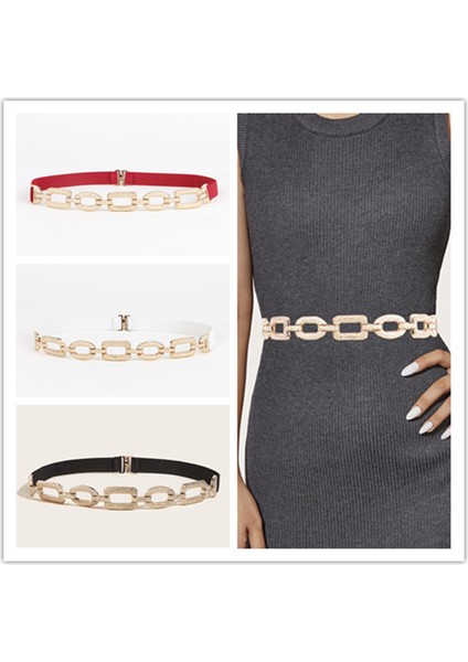 Kadınlar Için Elastik Kemer Altın Bağlantı Zinciri Buckel Ekleme Bel Elbise Gömlek Için Tiveteleskopik Kauçuk Konfeksiyon Çoklu Boyutlarıfashion (Yurt Dışından)
