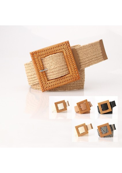 Moda Tasarımı Yuvarlak Ahşap Toka Elbise Kemeri Kadınlar Için Rahat Örgülü Geniş Kayış Dokuma Elastik Pp Hasır Kemerler Dekorasyon Hediye (Yurt Dışından) modelleri