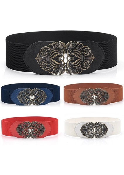Kadın Kemer Elastik Geniş Kemer Vintage Oyma Çiçek Metal Toka Elbise Korse Cinch Kemer Dekoratif Ceket Kazak Bel Kemeri (Yurt Dışından) modelleri