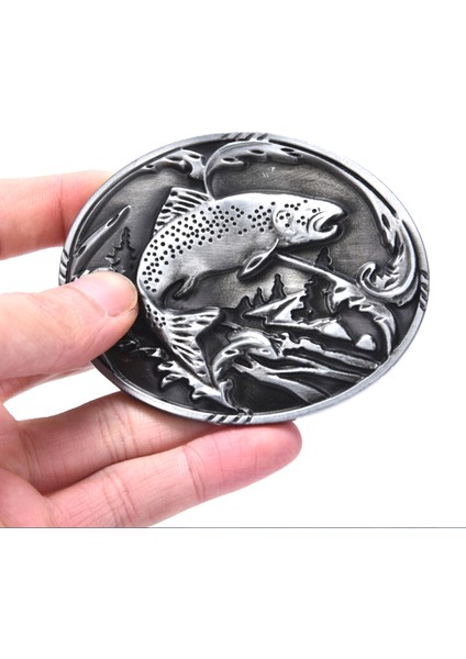 Loveshopping* Batı Kovboy Balık Kemer Tokası Erkek Kot Aksesuarları Metal Kemer Tokası (Yurt Dışından)