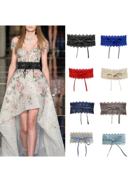 Moda Balo Çiçek Dantel Kemerler Parti Elbise Öz Geniş Kravat Gelin Bel Bandı Kadın Trendy Zarif (Yurt Dışından)