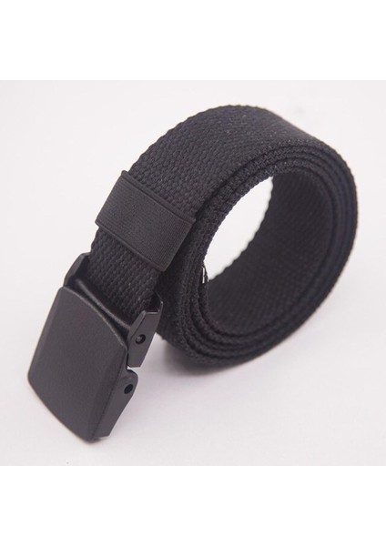 Kanvas Kemer Erkek Kadın Bel Kemeri Moda Plastik Toka Rahat Kovboy Siyah Kemerler Ceinture Jean (Yurt Dışından)