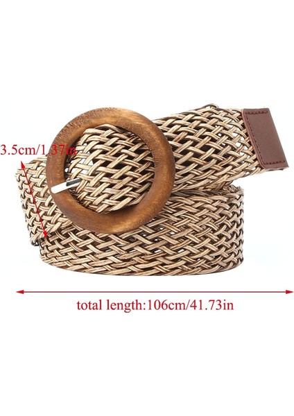 Kadın Bohemian Örgülü Kemer Moda Ahşap Toka Yaz Elbisesi Kot Geniş Siyah Pp Saman Bel Kemeri Boho Kemerler Kadınlar Için (Yurt Dışından)
