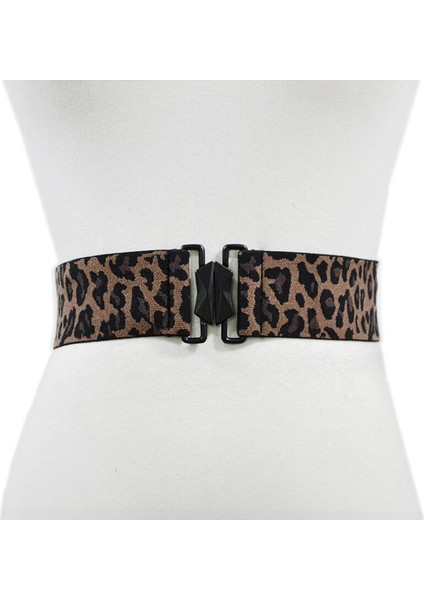 Kadınlar Için Kemerler Yeni Basit Elastik Bel Mühür Leopar Baskı Dekoratif Bel Geniş Moda Bayan Kemer Siyah Leopar Baskı 5 cm (Yurt Dışından)