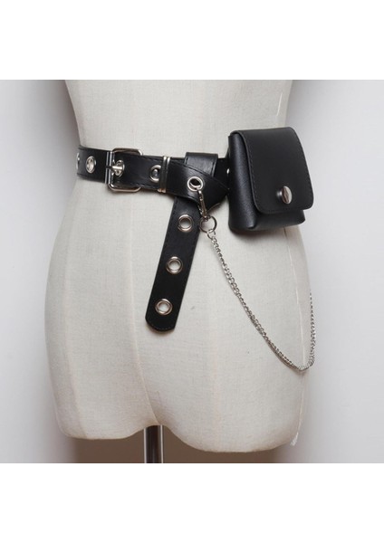 Yeni Zincir Küçük Çanta Kemerleri Kadınlar Için Jean Punk Gümüş Pin Toka Askı Kemer Omuzdan Askili Çanta Telefon Kılıfı Bel Çantaları Içi Boş Perçin Kız (Yurt Dışından)