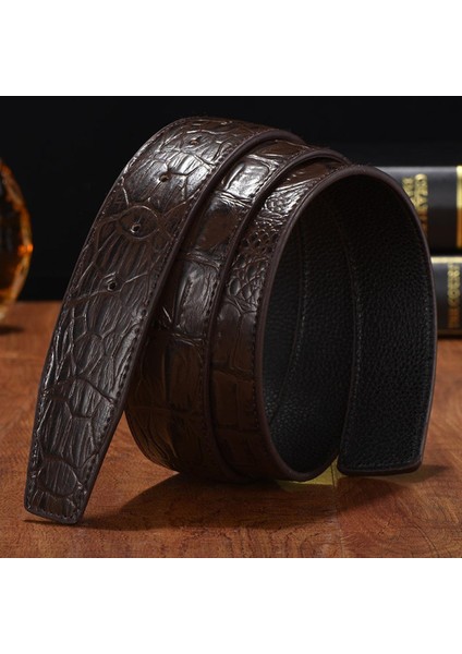 Tasarımcı Yüksek Kaliteli Yeni Timsah Desen Erkek Kemer Moda Sığır Derisi H Buttonheads Olmadan 3.7 cm Kot Aksesuarları Kemer (Yurt Dışından)