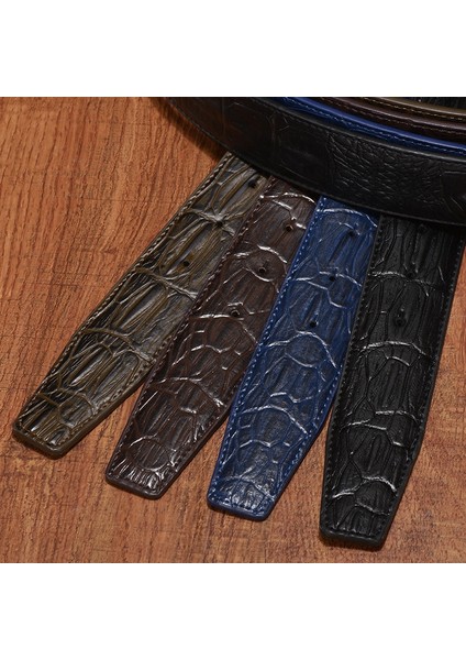 Tasarımcı Yüksek Kaliteli Yeni Timsah Desen Erkek Kemer Moda Sığır Derisi H Buttonheads Olmadan 3.7 cm Kot Aksesuarları Kemer (Yurt Dışından) modelleri