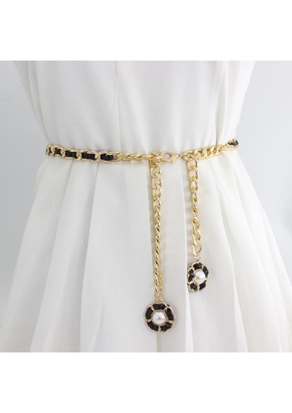 Yüksek Kaliteli Metal Bel Zinciri Kadın Elbise Gömlek Dekorasyon Bel Kapanış Çiçek Inci Kolye Zinciri Pantolon Kemer Lüks Kemer (Yurt Dışından)