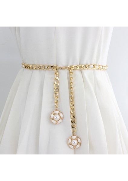 Yüksek Kaliteli Metal Bel Zinciri Kadın Elbise Gömlek Dekorasyon Bel Kapanış Çiçek Inci Kolye Zinciri Pantolon Kemer Lüks Kemer (Yurt Dışından) fiyatları