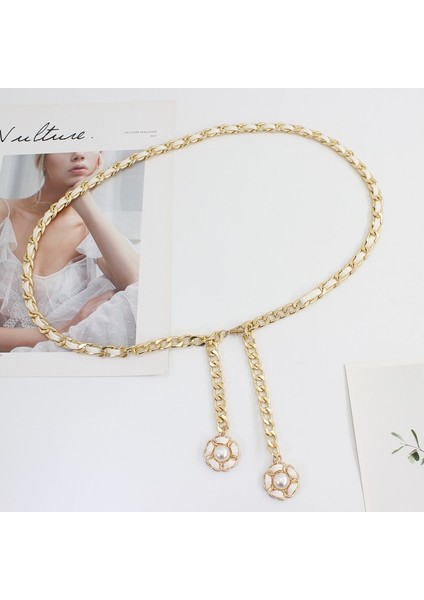 Yüksek Kaliteli Metal Bel Zinciri Kadın Elbise Gömlek Dekorasyon Bel Kapanış Çiçek Inci Kolye Zinciri Pantolon Kemer Lüks Kemer (Yurt Dışından) modelleri