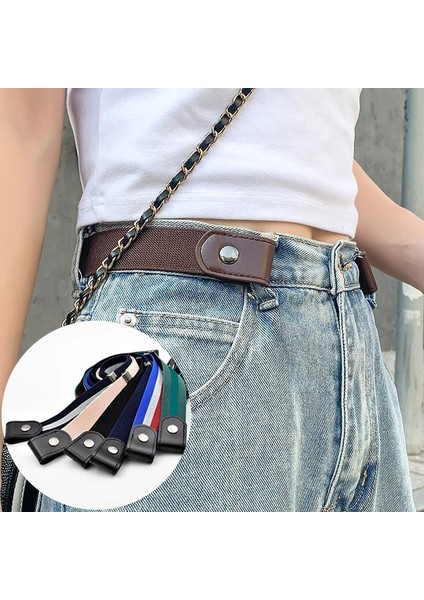 Tokasız Kemer Kadın Erkek Moda Hiçbir Toka Streç Elastik Bel Kemerleri Jean Pantolon Elbise Hiçbir Çıkıntı Hiçbir Sorun Bel Kayışı (Yurt Dışından)