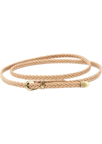 Yeni El Dokuma Kemer Kadın Pin Toka Retro Rahat Vahşi Ince Kemer Bel Halat Dekorasyon Haki (Yurt Dışından)