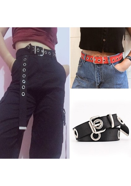 Y2K Moda Kadın Kemer Punk Hollow Out Metal Halka Delik Kanvas Kemerler Kadın Kızlar Için Rahat Uzun Vahşi Kot Kadın Kemer (Yurt Dışından) fiyatları
