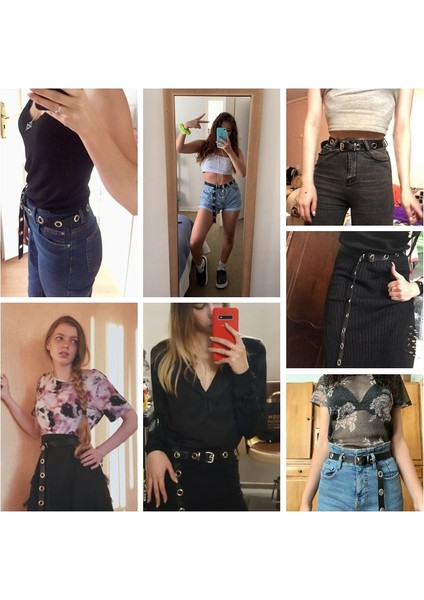 Y2K Moda Kadın Kemer Punk Hollow Out Metal Halka Delik Kanvas Kemerler Kadın Kızlar Için Rahat Uzun Vahşi Kot Kadın Kemer (Yurt Dışından) modelleri