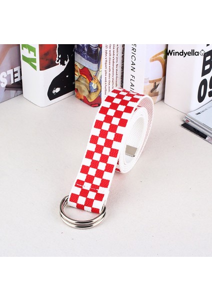 [rongcai] Windyella Rahat Erkek Kadın Dama Tahtası Kanvas D Halka Kemer Ekose Bel Kayışı Kemer (Yurt Dışından) fırsatları