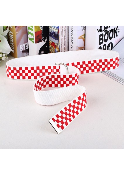 [rongcai] Windyella Rahat Erkek Kadın Dama Tahtası Kanvas D Halka Kemer Ekose Bel Kayışı Kemer (Yurt Dışından) indirimleri