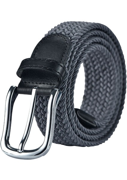 Yüksek Kaliteli Kadın Erkek Örme Gümüş Siyah Pin Tokalı Kemer Dokuma Kanvas Elastik Örgülü Streç Kemerler Düz Dokuma Kayışı (Yurt Dışından) modelleri